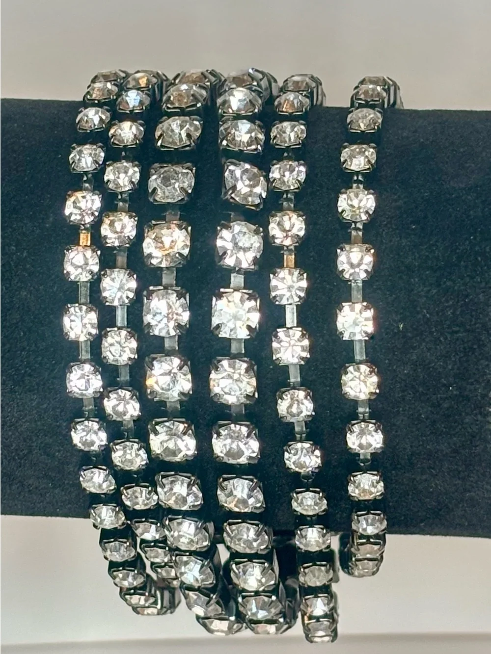 DKNY Black Multi-Row Crystal Cuff Bracelet